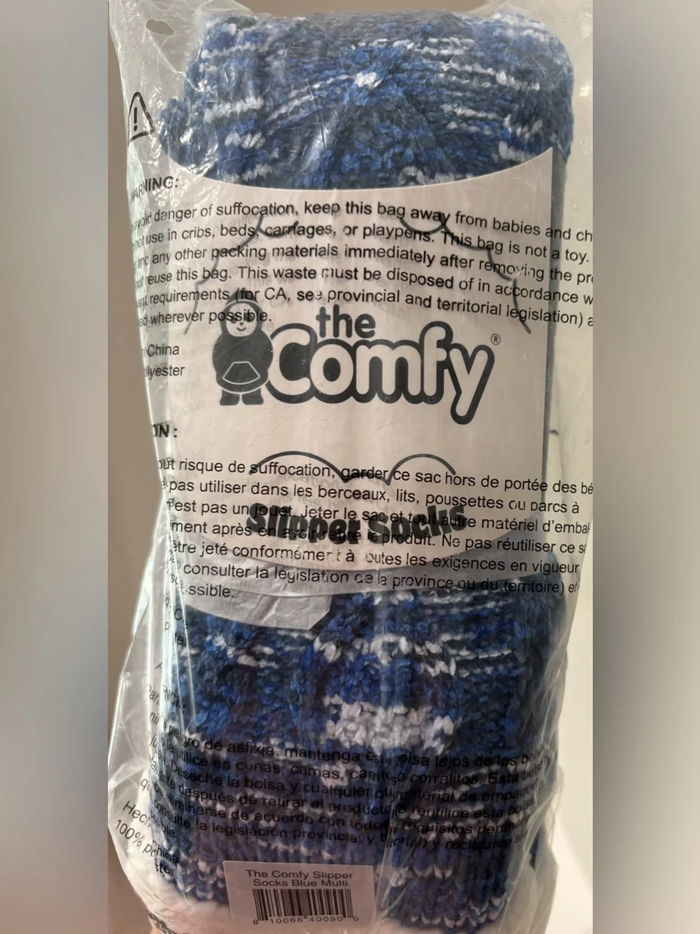 The Comfy Slipper Socks - Blue & White Cozy Knit-Brand New